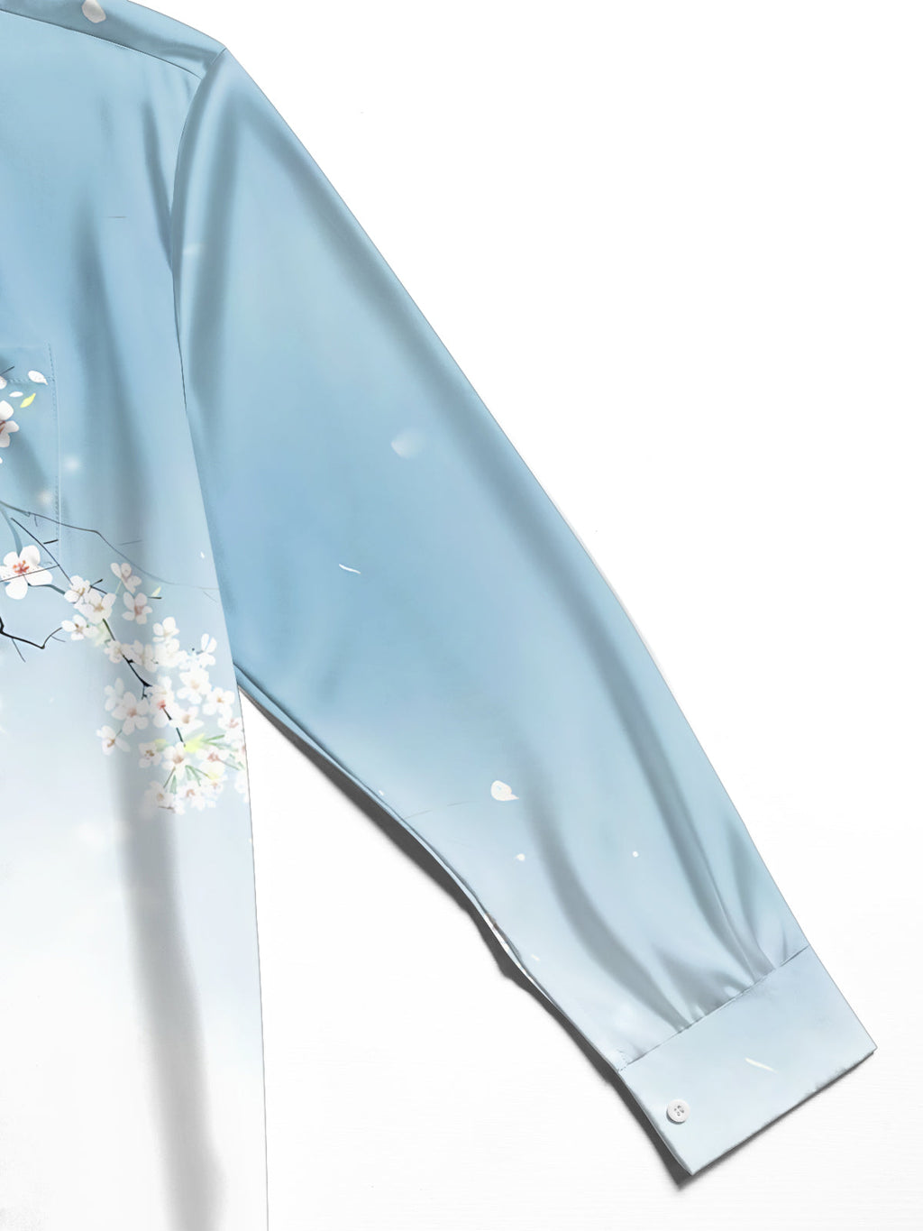 Oceanlyte Men's Floral Cherry Blossom Branches Print Long Sleeve Shirt with Chest Pocket