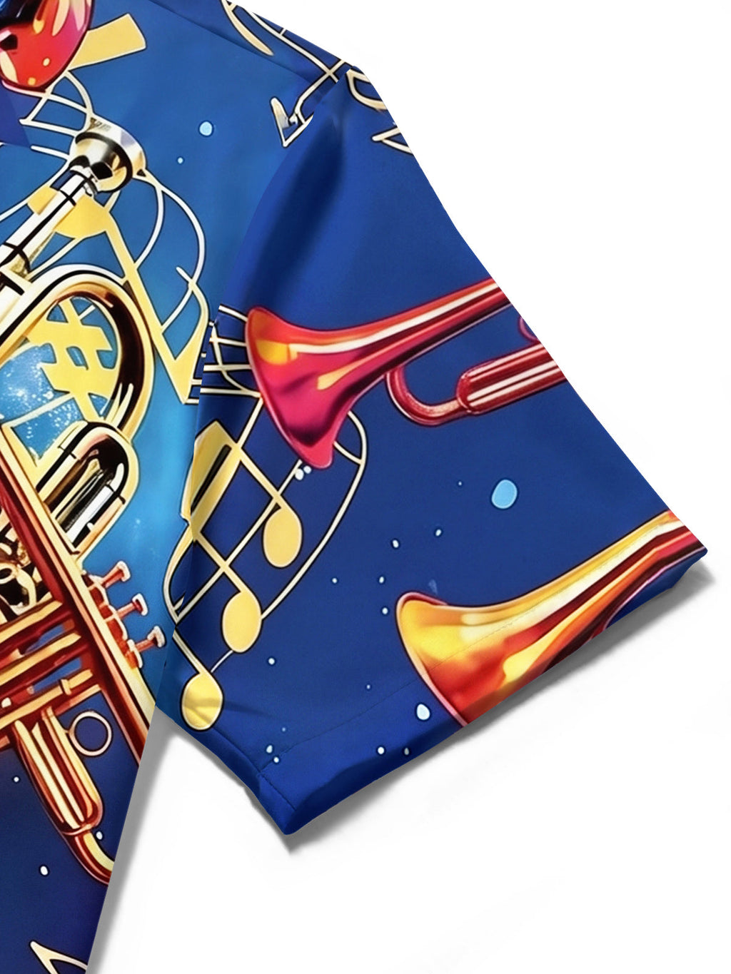Oceanlyte Men's Hawaiian Trumpet Musical Notes Print Short Sleeve Shirt with Chest Pocket