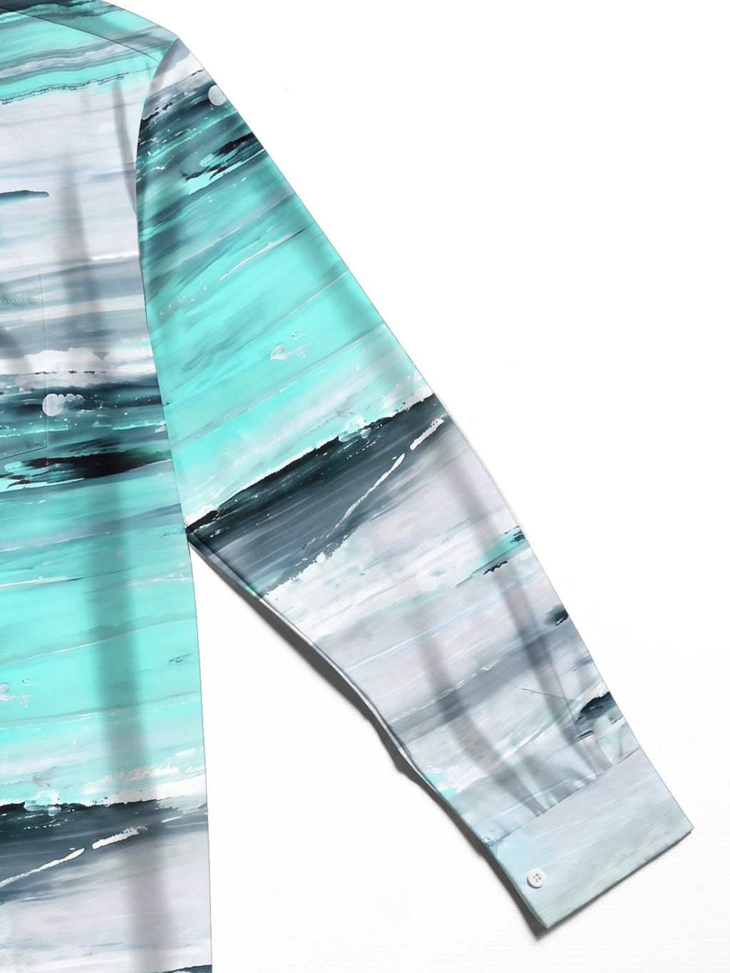 Oceanlyte Men's Printed Abstract Ocean Waves Print Long Sleeve Shirt with Chest Pocket