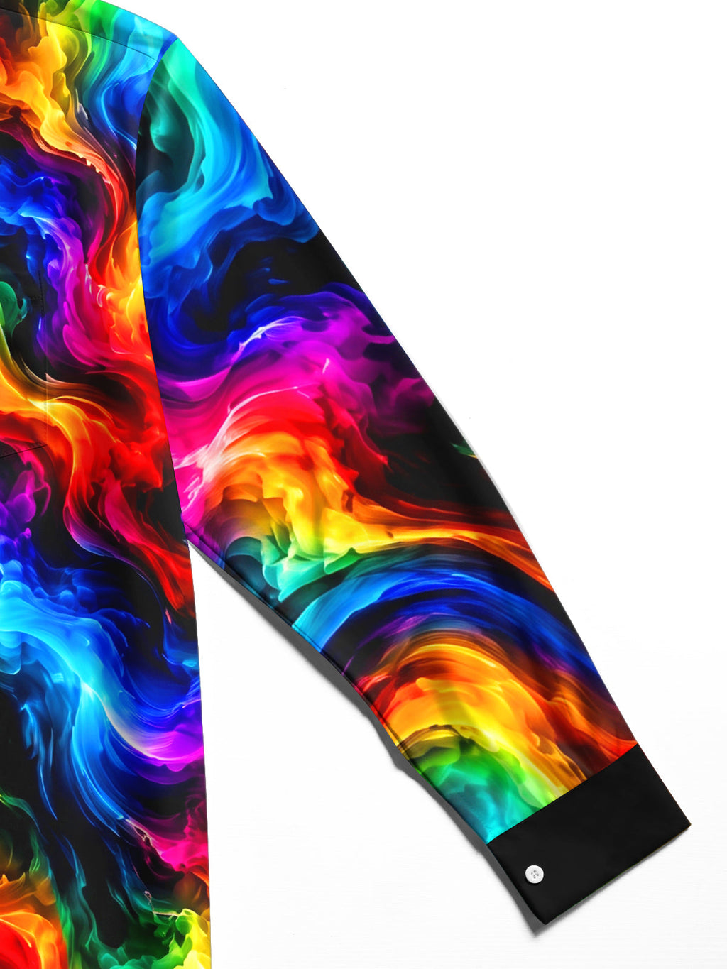 Oceanlyte Men's Tie Dye Neon Abstract Swirls Print Long Sleeve Shirt with Chest Pocket