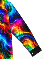 Oceanlyte Men's Tie Dye Neon Abstract Swirls Print Long Sleeve Shirt with Chest Pocket