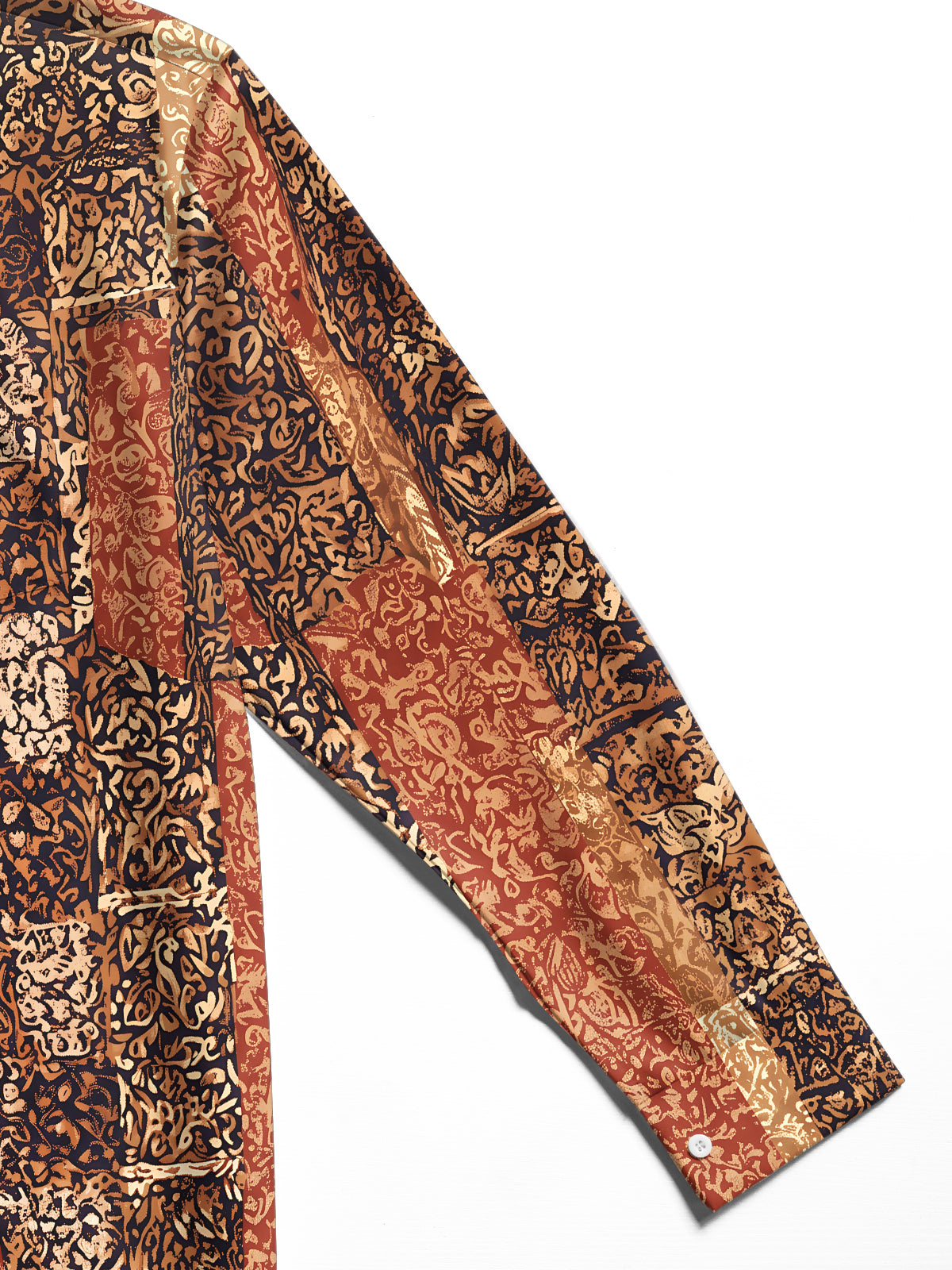 Oceanlyte Men's Vintage Style Paisley Patchwork Print Long Sleeve Shirt with Chest Pocket