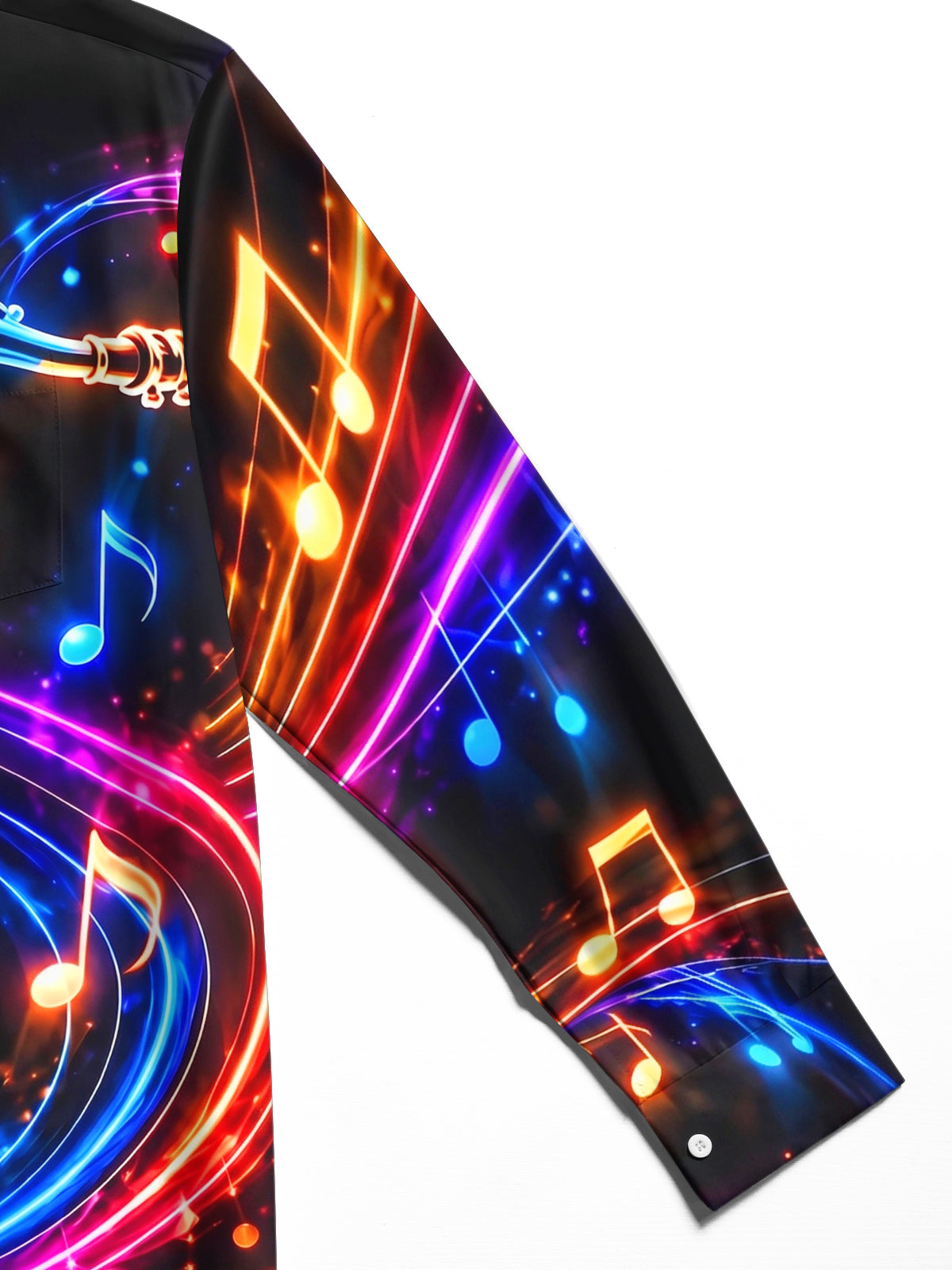 Oceanlyte Men's Graphic Neon Saxophone And Musical Notes Print Long Sleeve Shirt with Chest Pocket