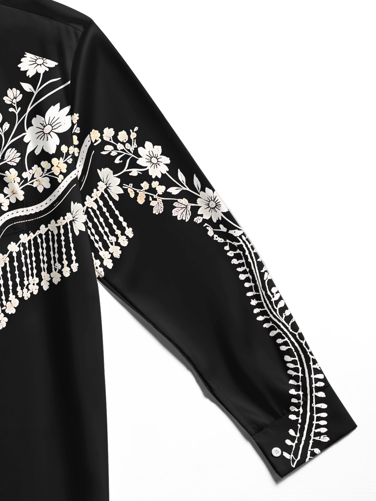 Oceanlyte Men's Floral Western Floral Embroidery Print Long Sleeve Shirt with Chest Pocket