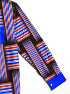 Oceanlyte Men's Striped Geometric Weave Stripes Print Long Sleeve Shirt with Chest Pocket