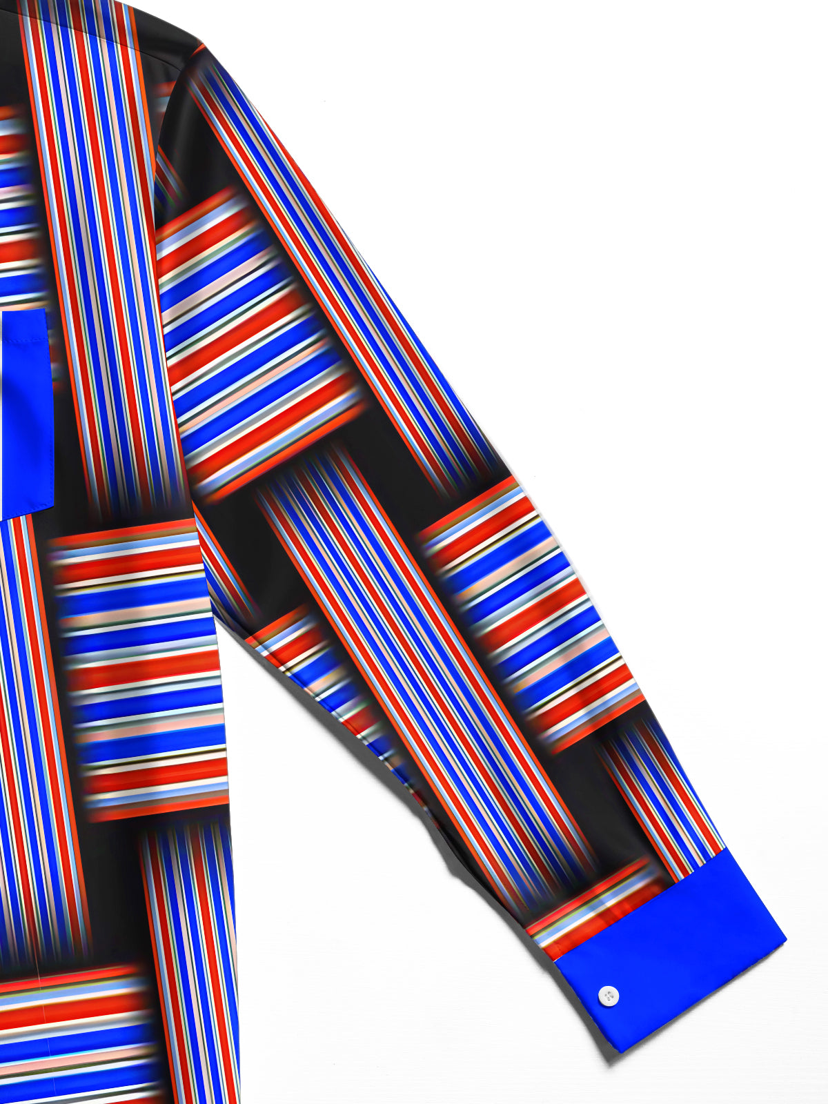 Oceanlyte Men's Striped Geometric Weave Stripes Print Long Sleeve Shirt with Chest Pocket
