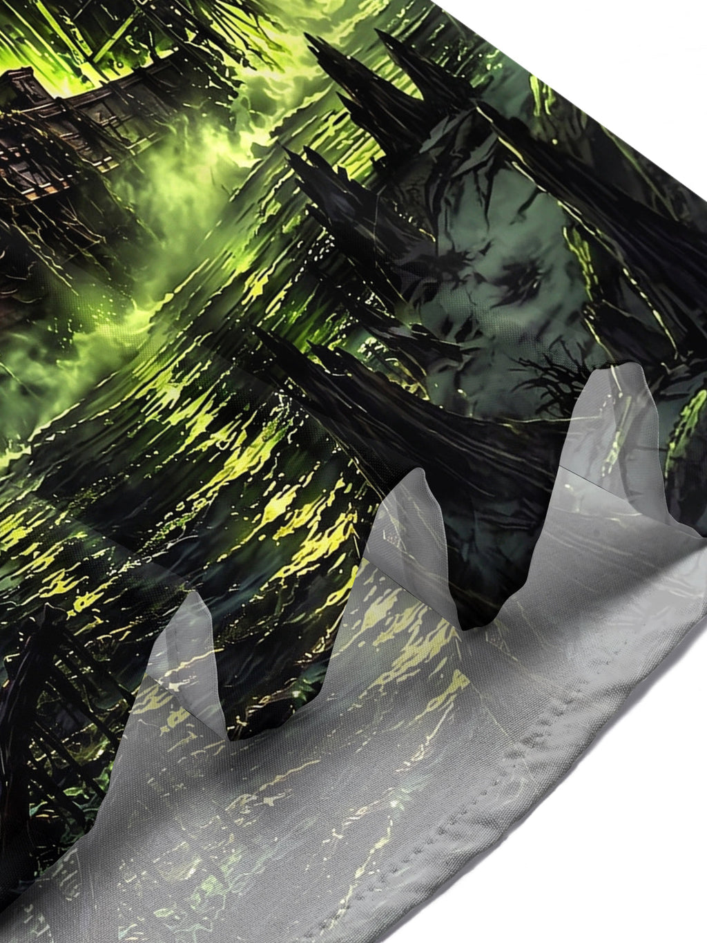 Oceanlyte Men's Short Sleeve Shirt - Halloween Ghostly Steamboat With Green Fog And Purple Smoke Print with Chest Pocket