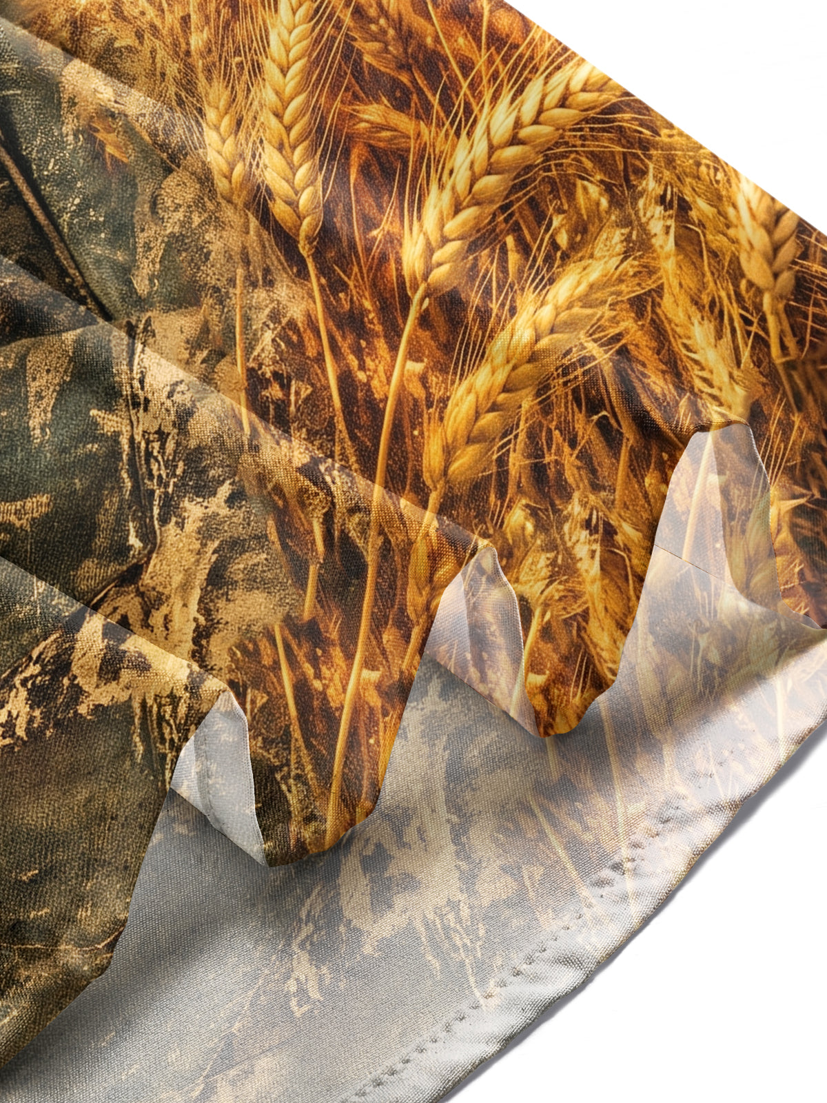 The "Home from the War" Oceanlyte Men's Long Sleeve Shirt - Vintage Canteen And Flying Doves Over Wheat Field Print with Chest Pocket