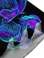 Oceanlyte Men's Hawaiian Neon Orchid Flowers Print Short Sleeve Shirt with Chest Pocket