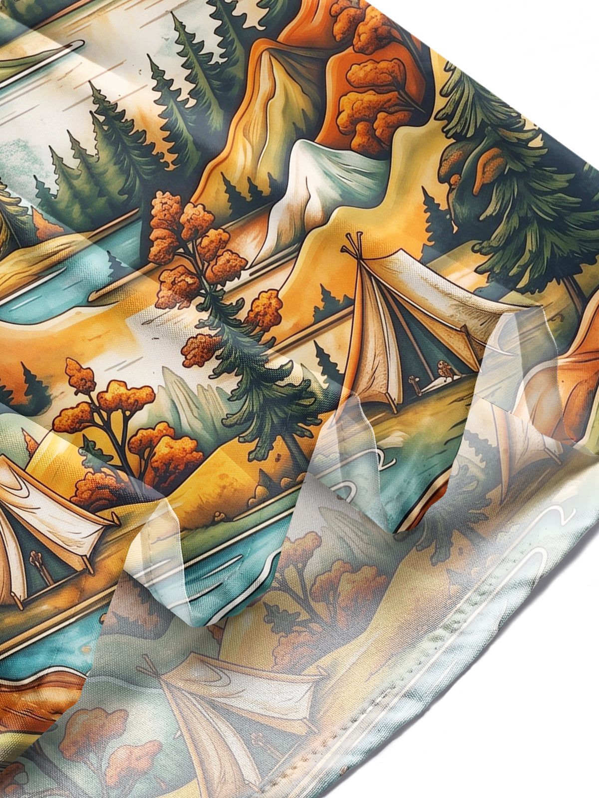 Oceanlyte Men's Vintage Style Mountain Landscape Print Long Sleeve Shirt with Chest Pocket