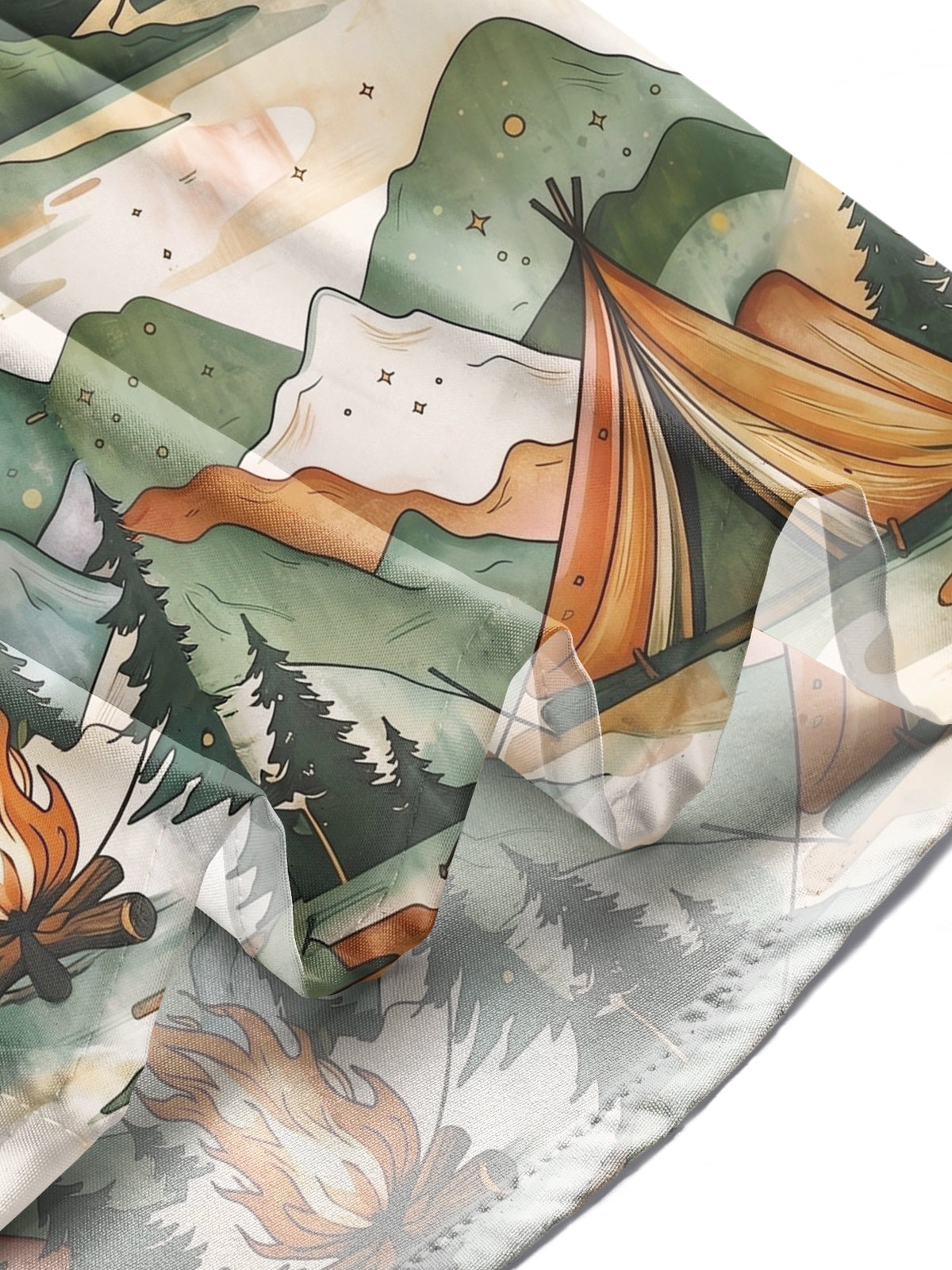 Oceanlyte Men's Printed Mountain Camping Scene Print Long Sleeve Shirt with Chest Pocket
