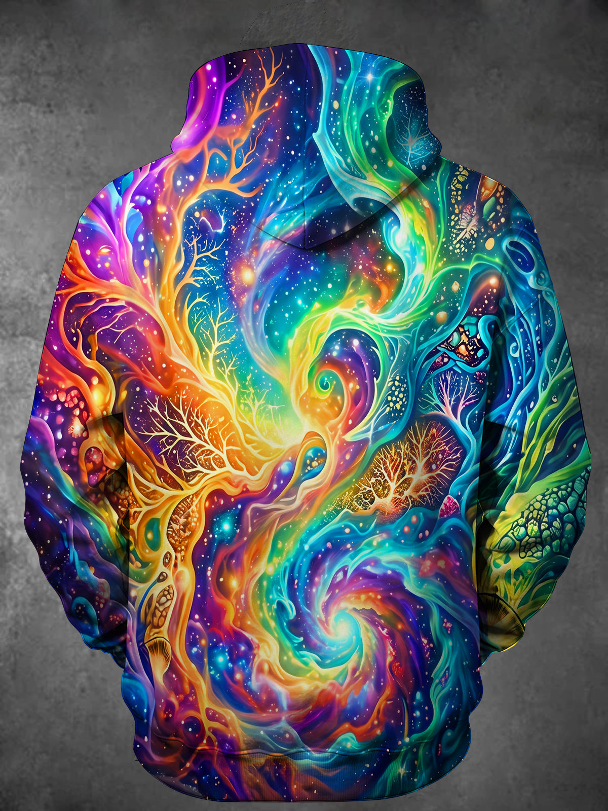 Oceanlyte Men's 3D Cosmic Tree Of Life Print Long Sleeve Hoodie with Chest Pocket