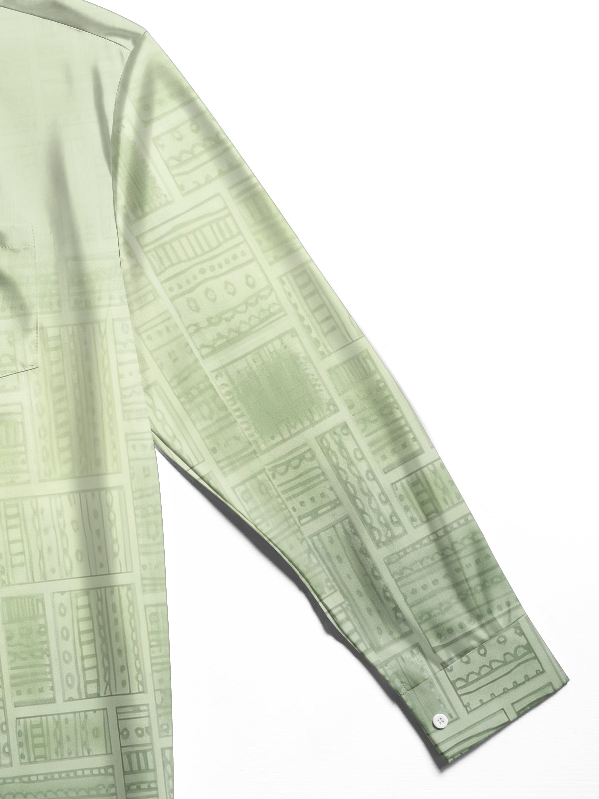 Oceanlyte Men's Patterned Geometric Gradient Squares Print Long Sleeve Shirt with Chest Pocket