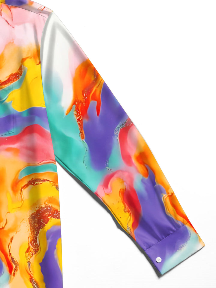 Oceanlyte Men's Printed Abstract Gradient Print Long Sleeve Shirt with Chest Pocket