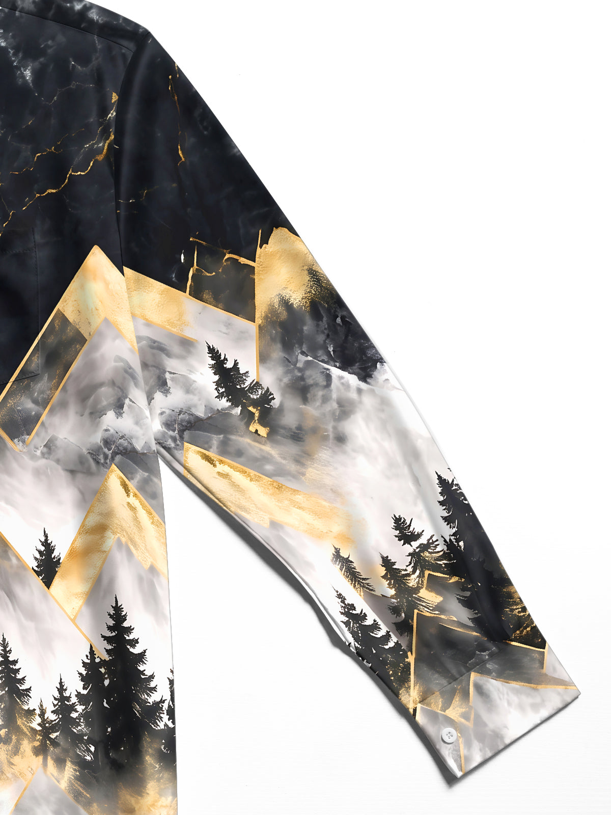 Oceanlyte Men's Geometric Mountains And Forest Trees Print Long Sleeve Shirt with Chest Pocket