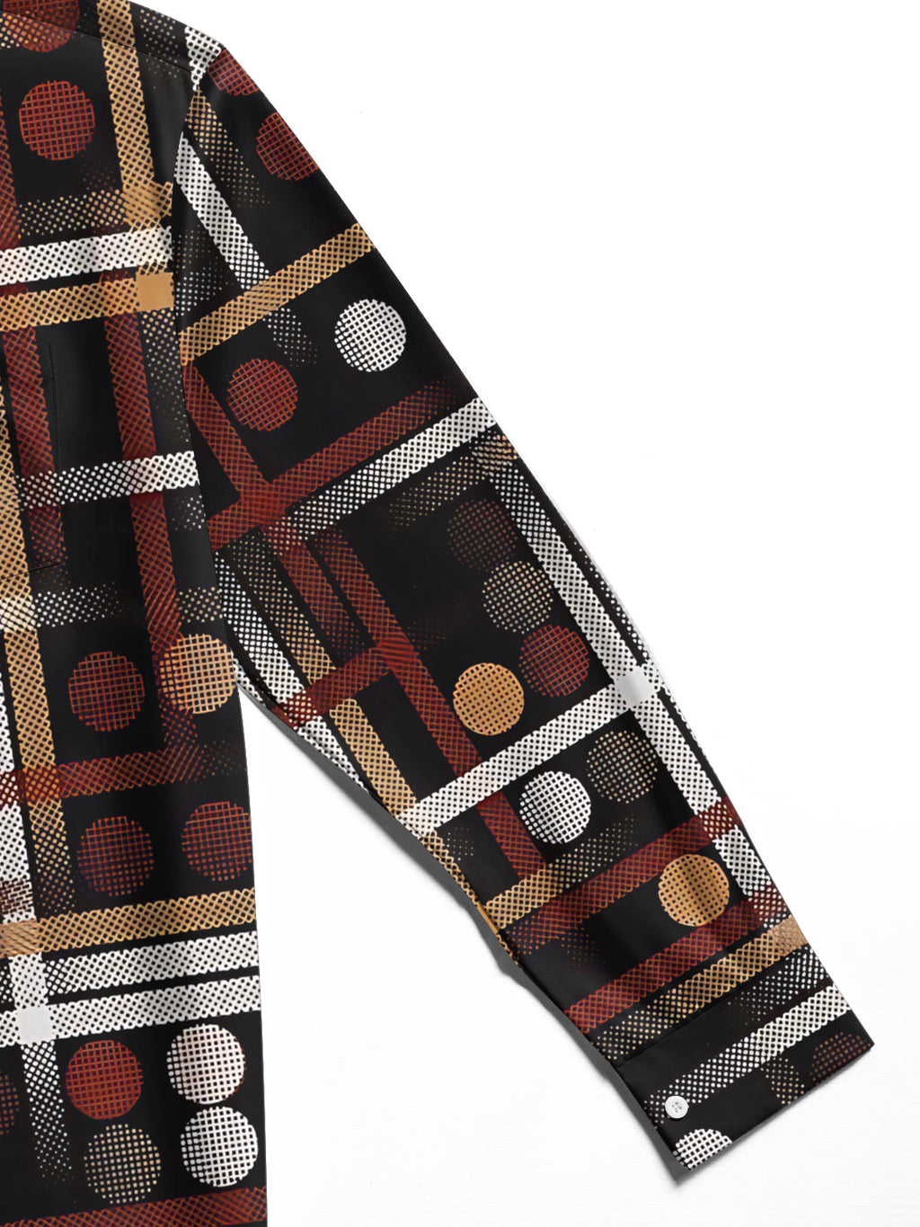 Oceanlyte Men's Printed Geometric Grid Pattern Long Sleeve Shirt with Chest Pocket
