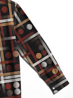 Oceanlyte Men's Printed Geometric Grid Pattern Long Sleeve Shirt with Chest Pocket