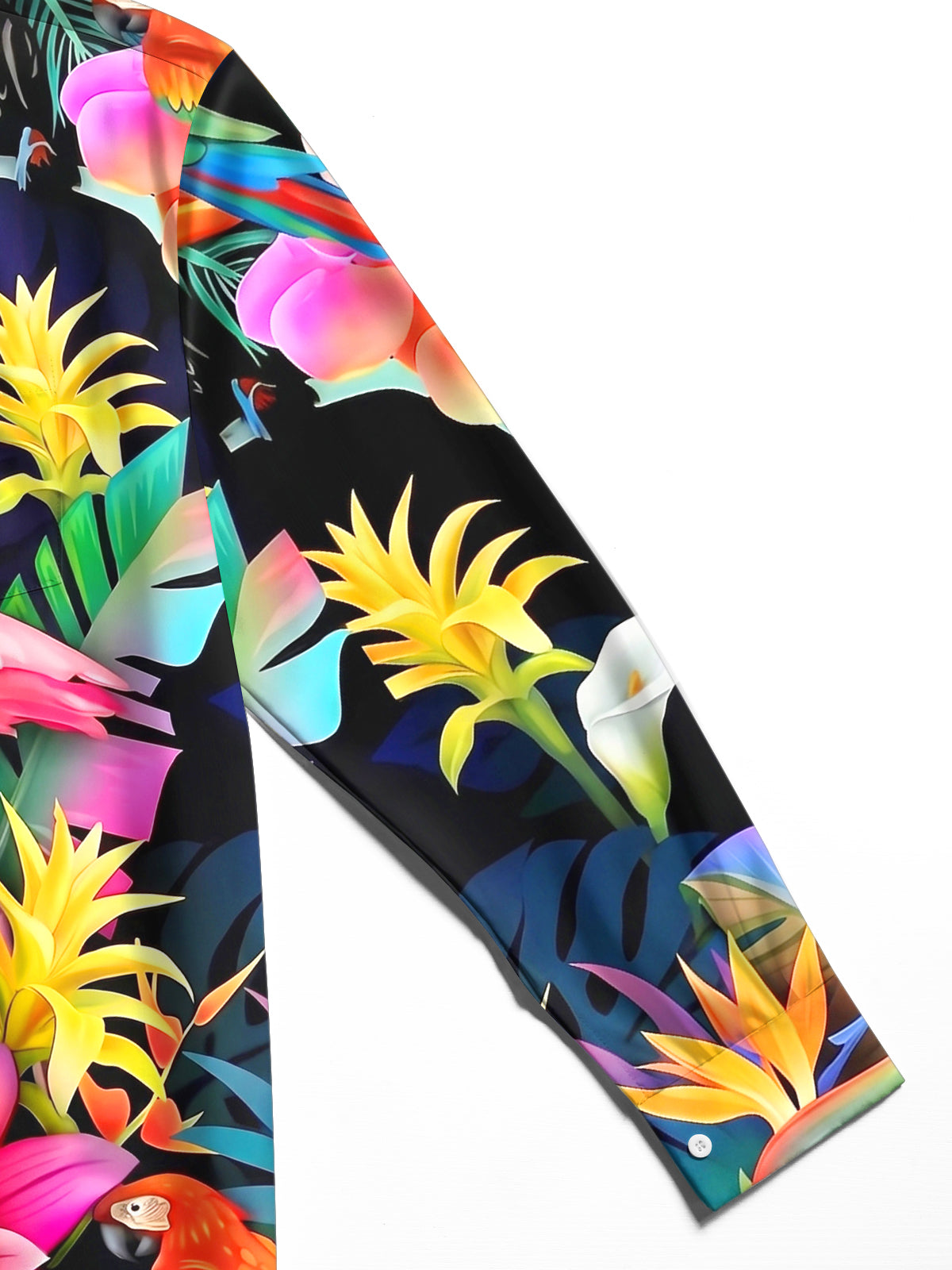 Oceanlyte Men's Hawaiian Flamingo Print Tropical Flowers Print Long Sleeve Shirt with Chest Pocket
