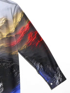 Oceanlyte Men's Printed Colorful Waves Fluid Art Print Long Sleeve Shirt with Chest Pocket