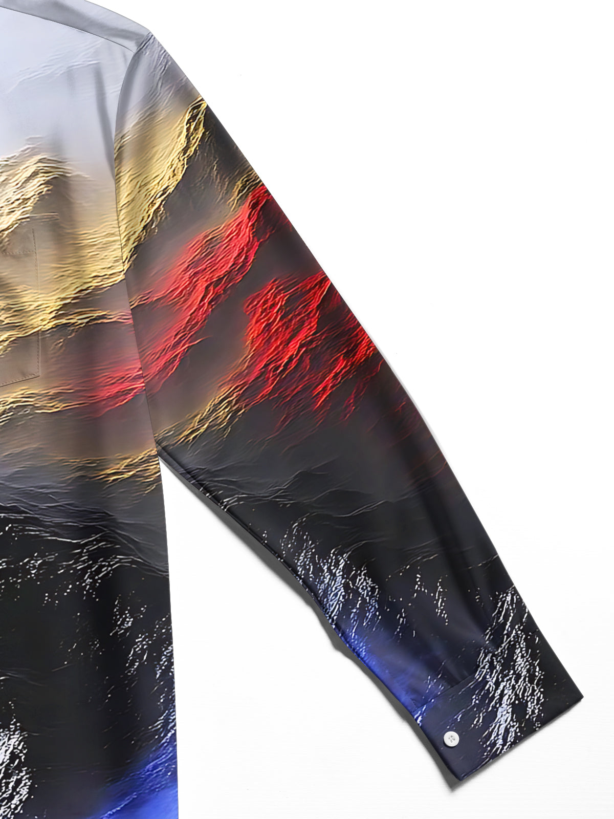 Oceanlyte Men's Printed Colorful Waves Fluid Art Print Long Sleeve Shirt with Chest Pocket