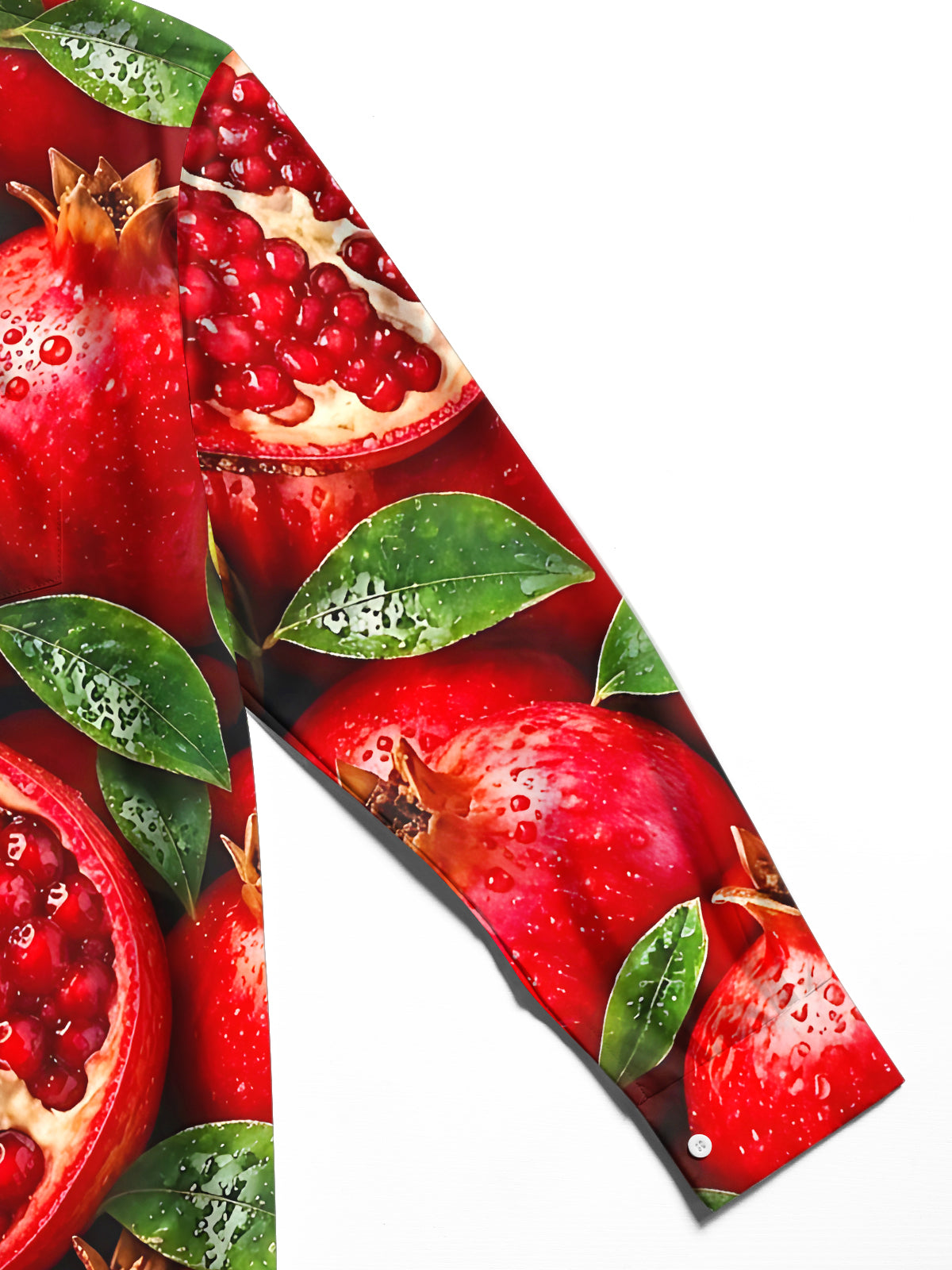 Oceanlyte Men's Printed Pomegranate Fruit And Leaves Print Long Sleeve Shirt with Chest Pocket