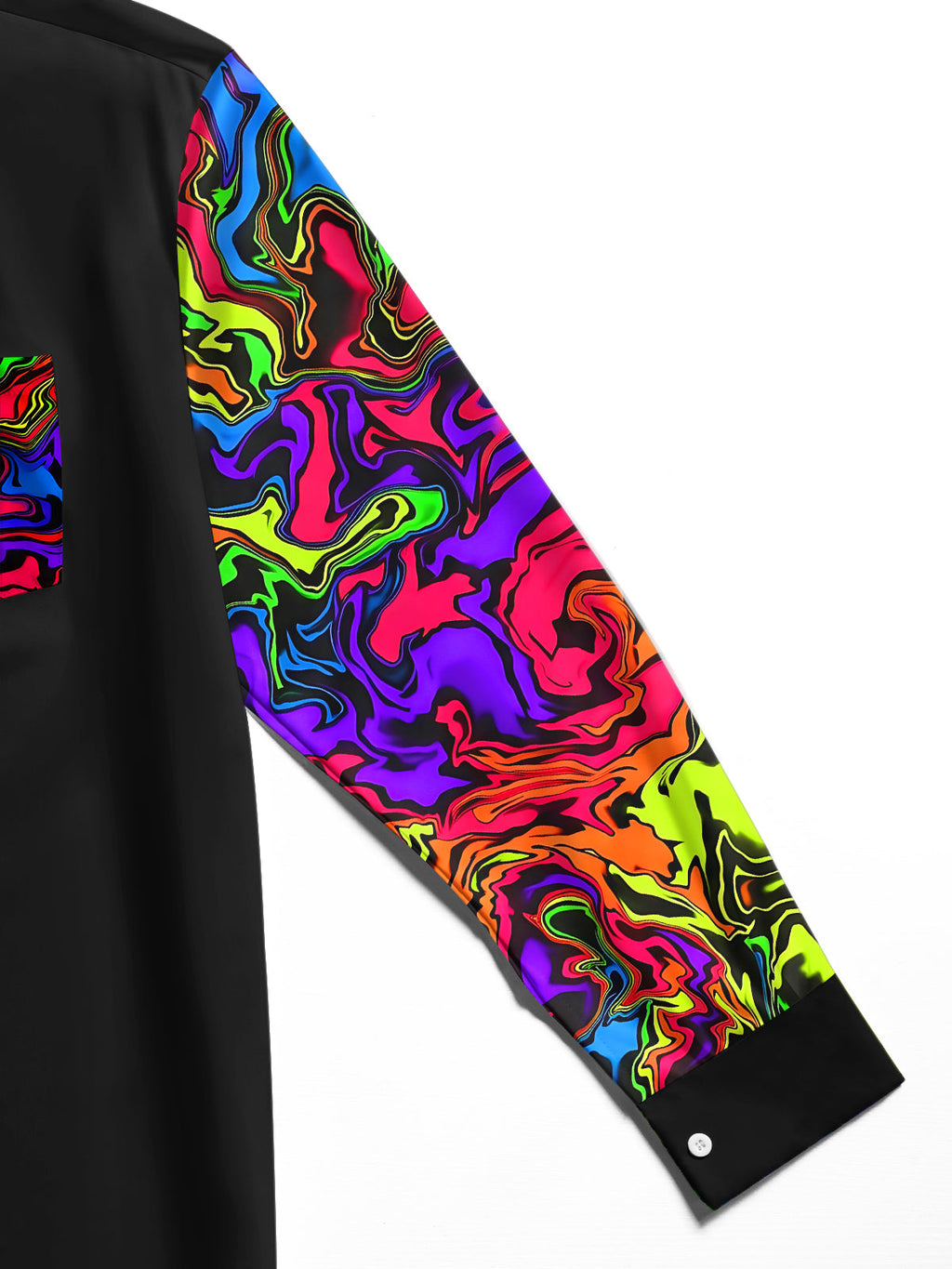 Oceanlyte Men's Printed Colorful Swirl Pattern Long Sleeve Shirt with Chest Pocket