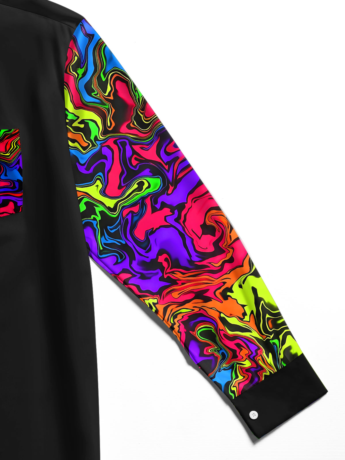 Oceanlyte Men's Printed Colorful Swirl Pattern Long Sleeve Shirt with Chest Pocket