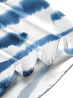 Oceanlyte Men's Blue And White Horizontal Stripes Print Long Sleeve Shirt with Chest Pocket