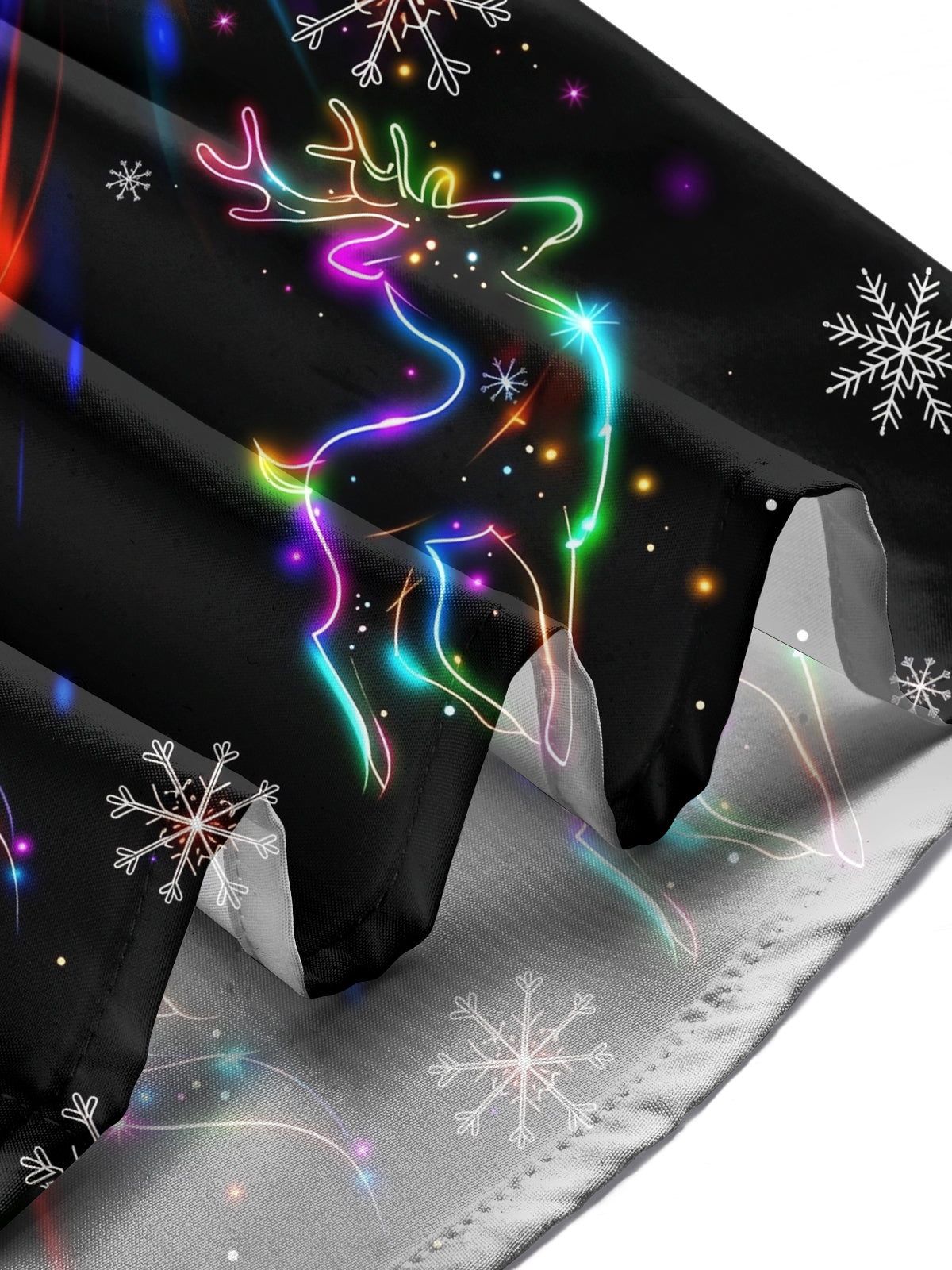 Oceanlyte Men's Graphic Neon Christmas Bell Print Long Sleeve Shirt with Chest Pocket