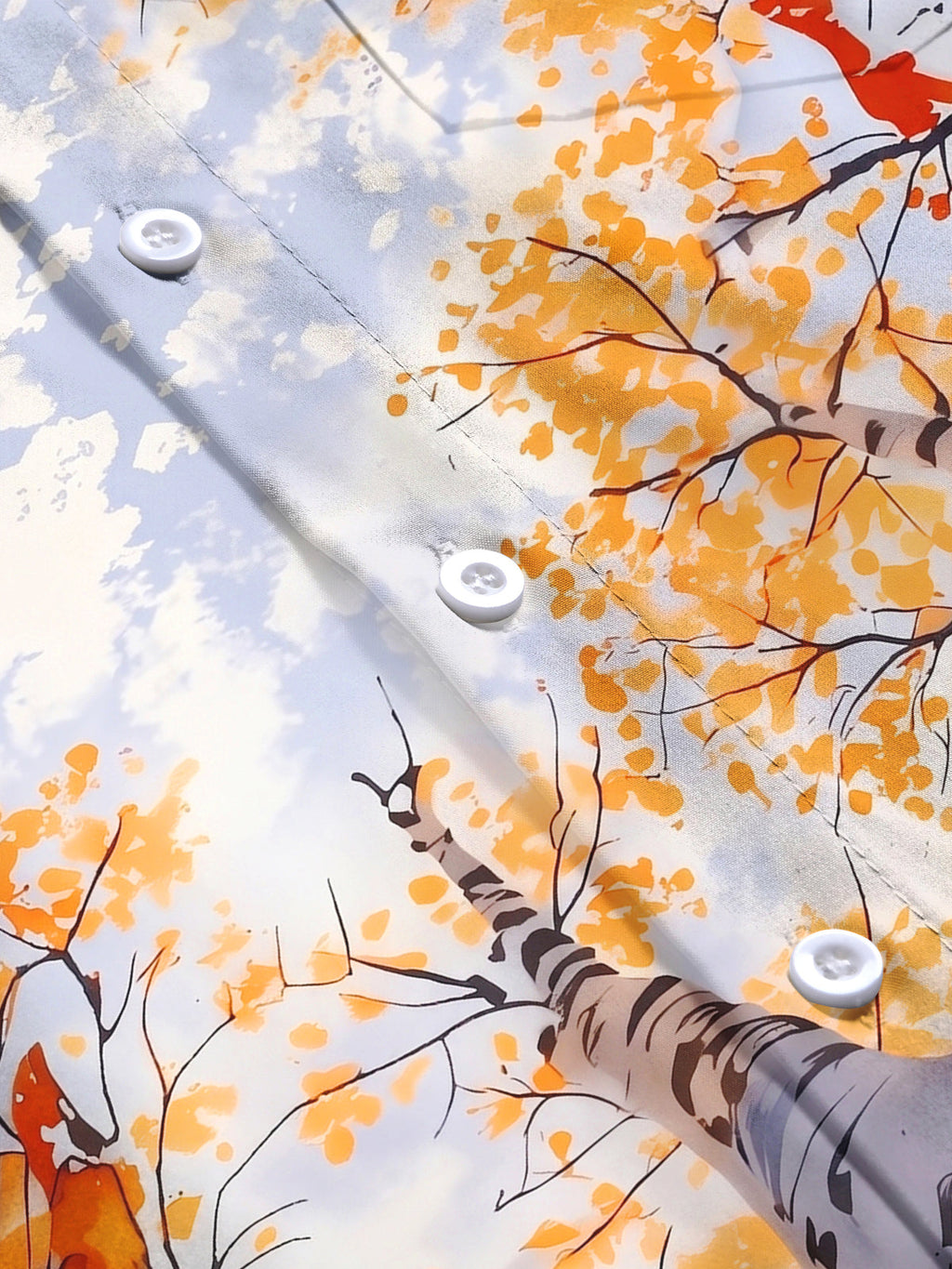 Oceanlyte Men's Printed Autumn Birch Forest Print Long Sleeve Shirt with Chest Pocket