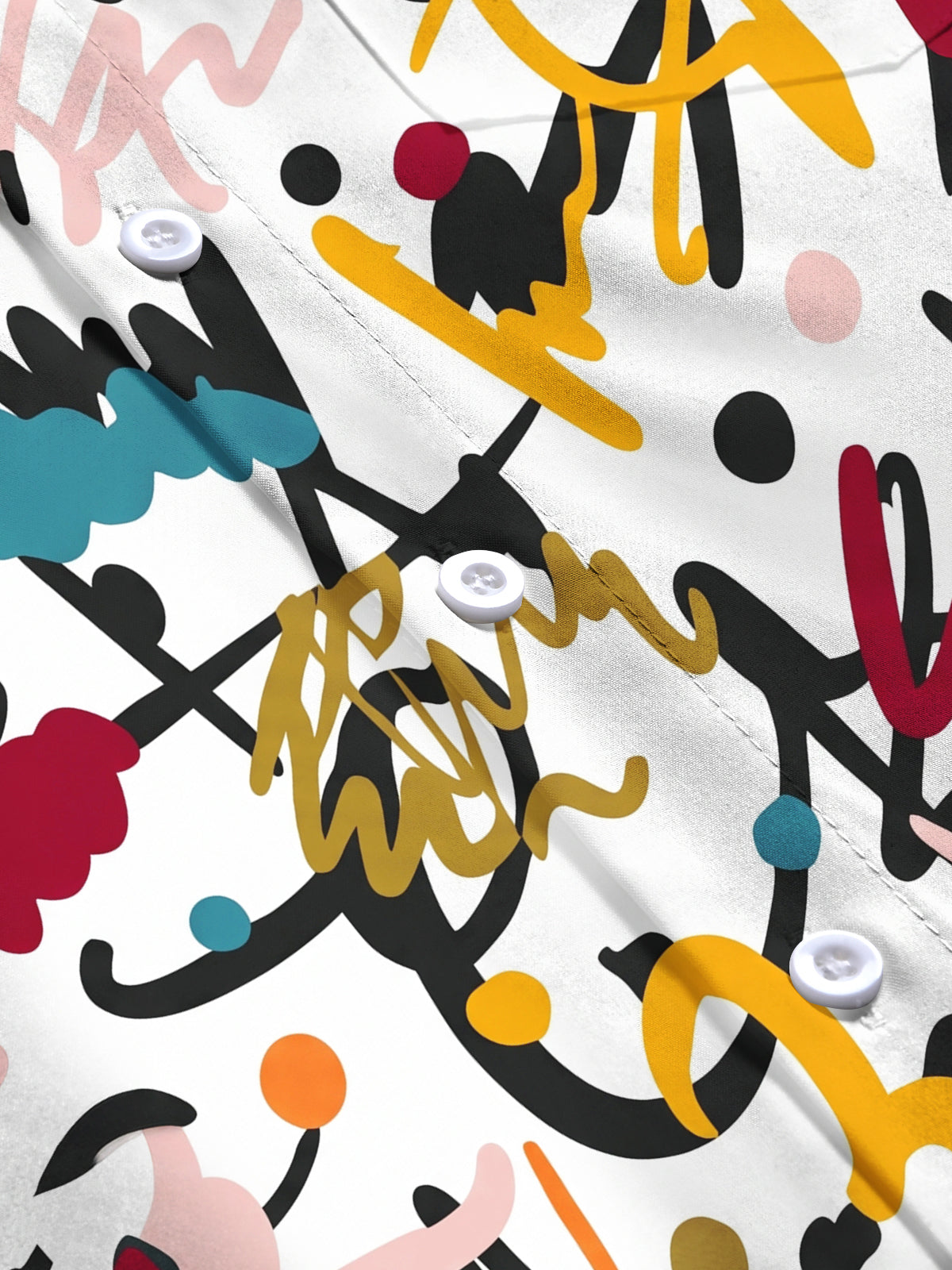 Oceanlyte Men's Printed Abstract Scribble Pattern Long Sleeve Shirt with Chest Pocket