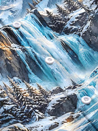 Oceanlyte Men's Long Sleeve Shirt - Snowy Mountain Landscape With Ice Waterfall Print with Chest Pocket
