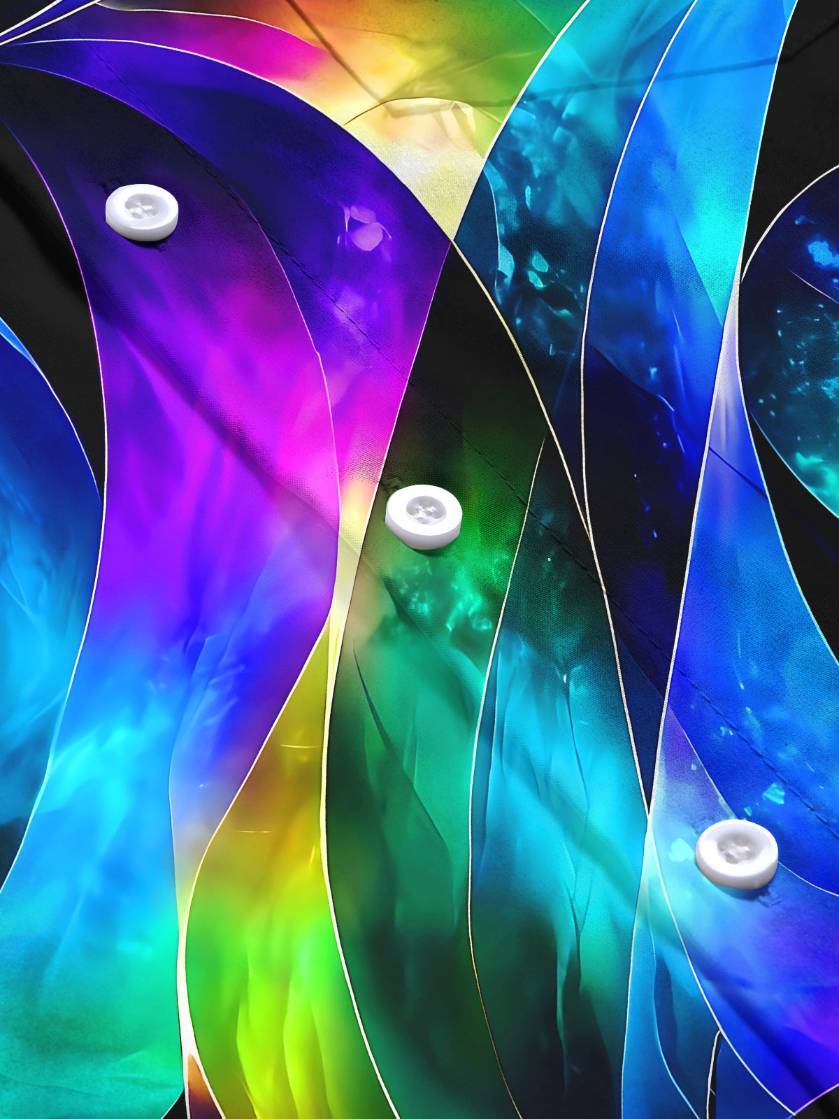 Oceanlyte Men's Abstract Swirling Colorful Patterns Print Long Sleeve Shirt with Chest Pocket