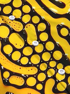 Oceanlyte Men's Abstract Yellow And Black Circles Print Long Sleeve Shirt with Chest Pocket
