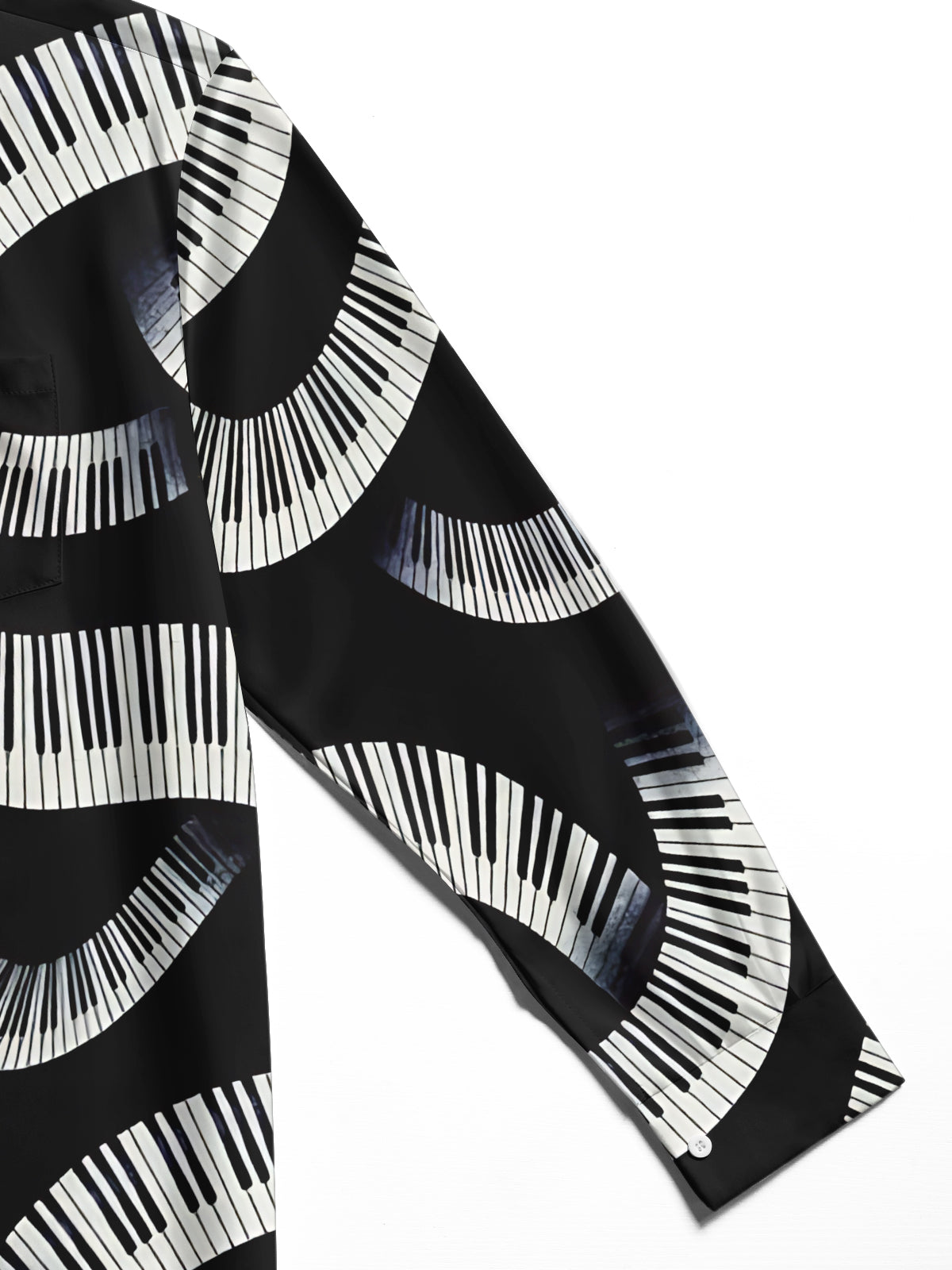 Oceanlyte Men's Graphic Wavy Piano Keys Print Long Sleeve Shirt with Chest Pocket