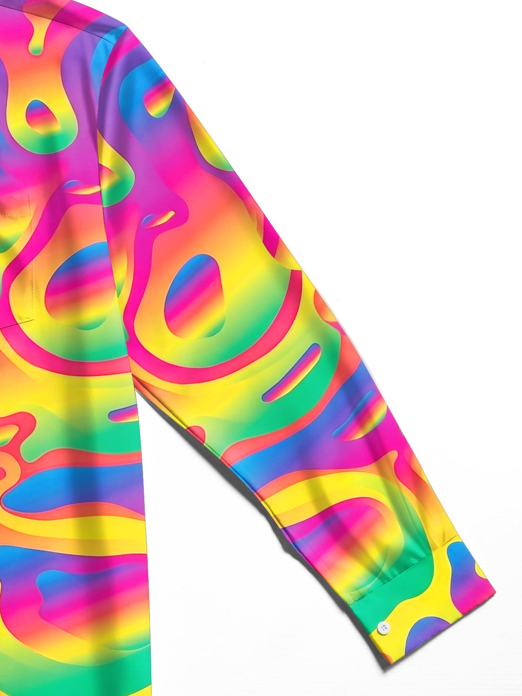 Oceanlyte Men's Printed Rainbow Liquid Gradient Print Long Sleeve Shirt with Chest Pocket