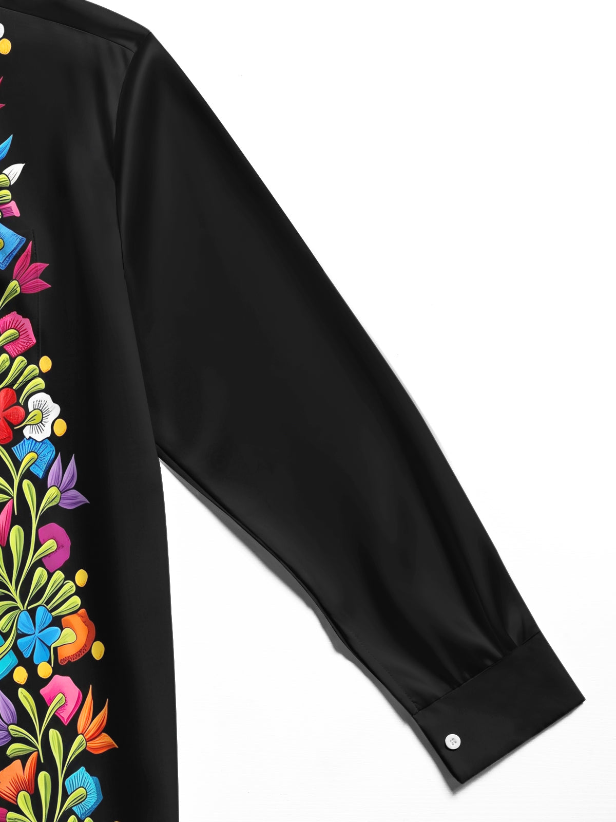 Oceanlyte Men's Floral Colorful Floral Embroidery Print Long Sleeve Shirt with Chest Pocket