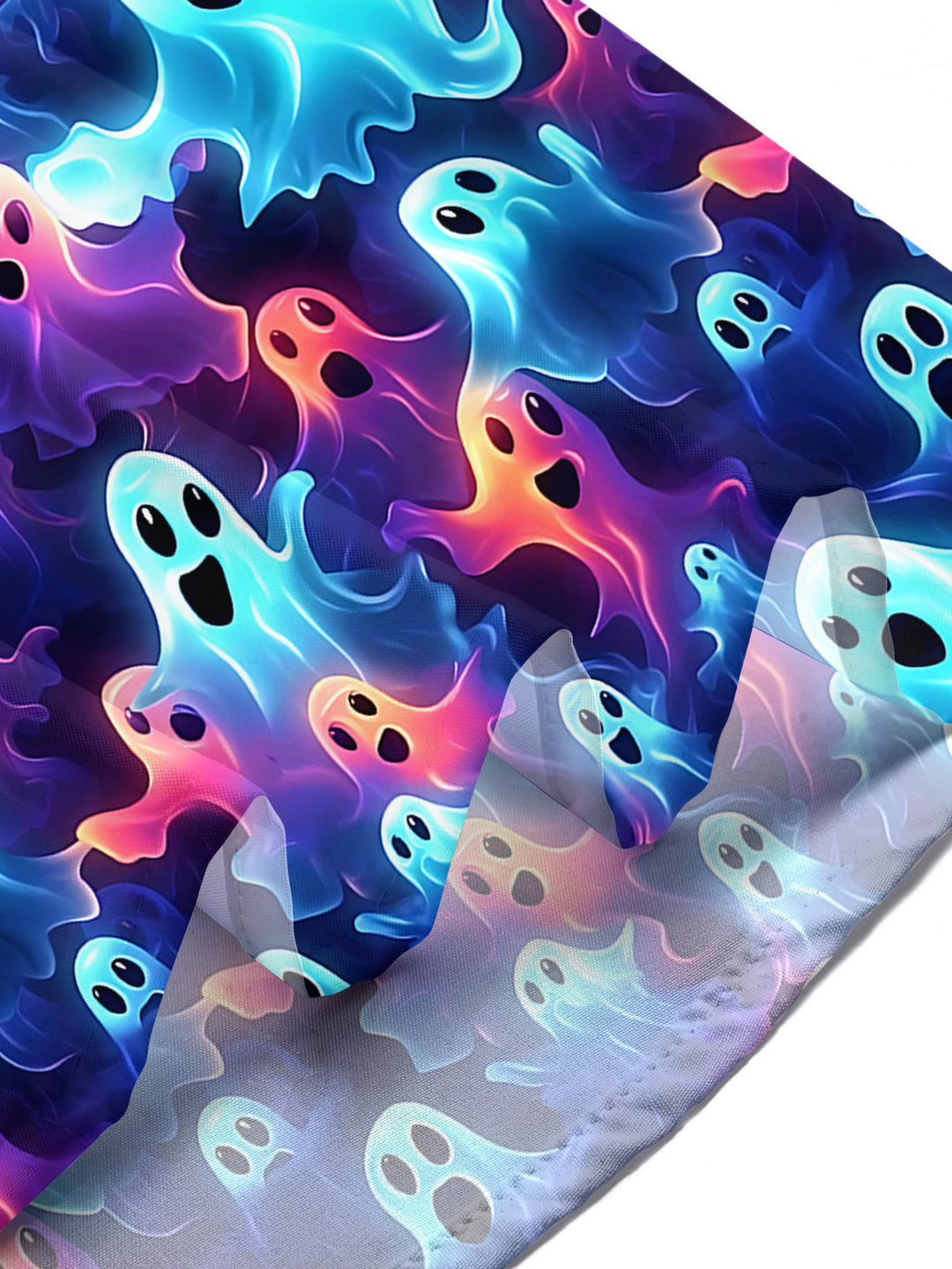 Oceanlyte Men's Hawaiian Ghost Pattern Neon Ghosts Print Short Sleeve Shirt with Chest Pocket