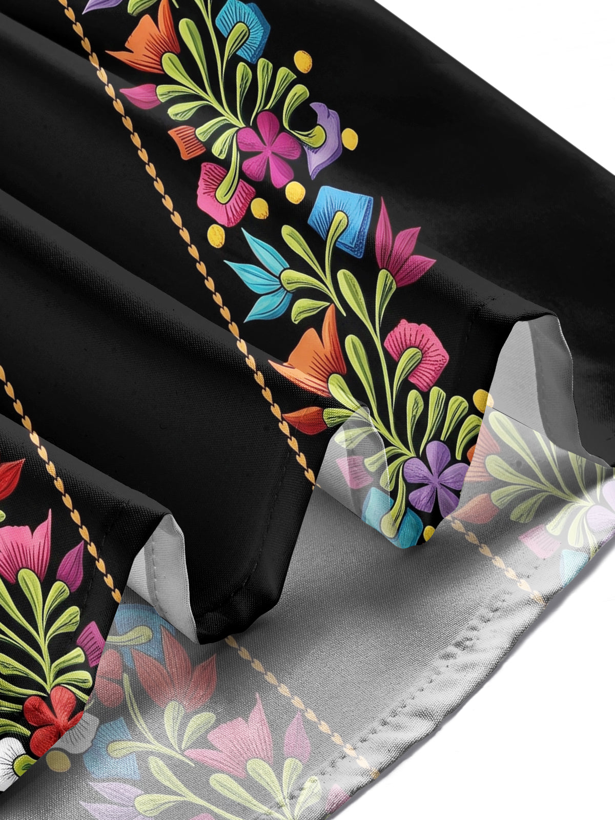 Oceanlyte Men's Floral Colorful Floral Embroidery Print Long Sleeve Shirt with Chest Pocket