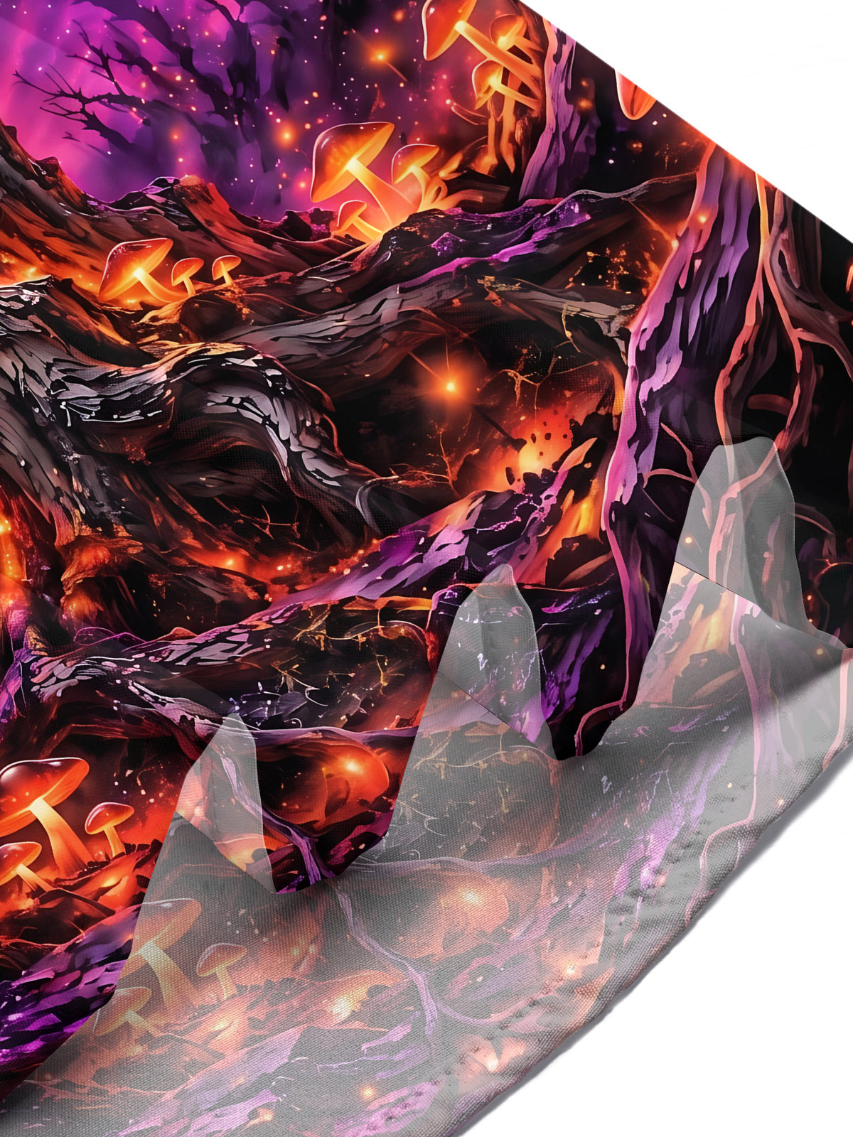 Oceanlyte Men's Halloween Bat And Glowing Mushrooms Print Short Sleeve Shirt with Chest Pocket
