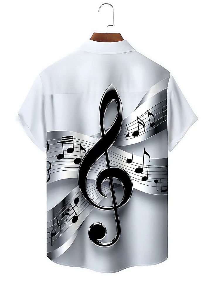 Musical Note Men's Pocket Short Sleeve Shirts