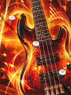 Oceanlyte Men's Electric Bass Guitar With Musical Waves Print Long Sleeve Shirt with Chest Pocket