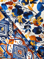 Oceanlyte Men's Printed Geometric Floral Collage Print Long Sleeve Shirt with Chest Pocket