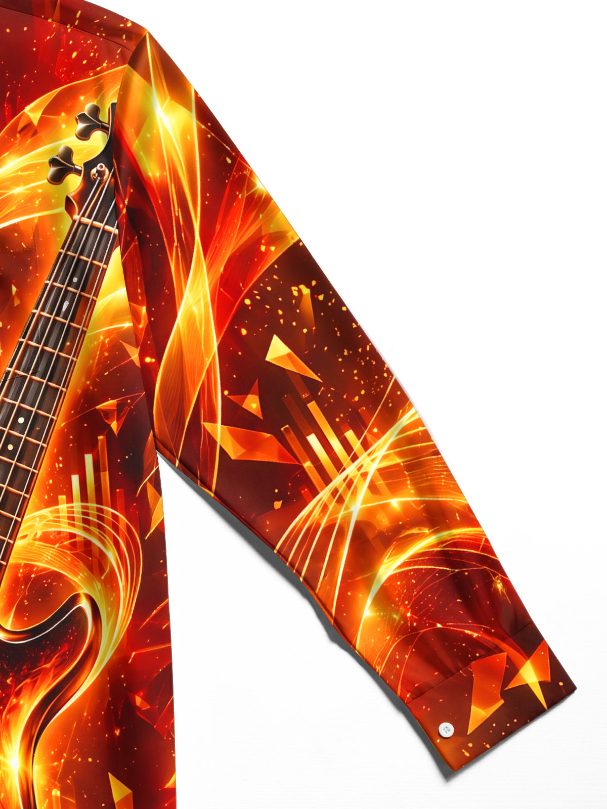 Oceanlyte Men's Electric Bass Guitar With Musical Waves Print Long Sleeve Shirt with Chest Pocket