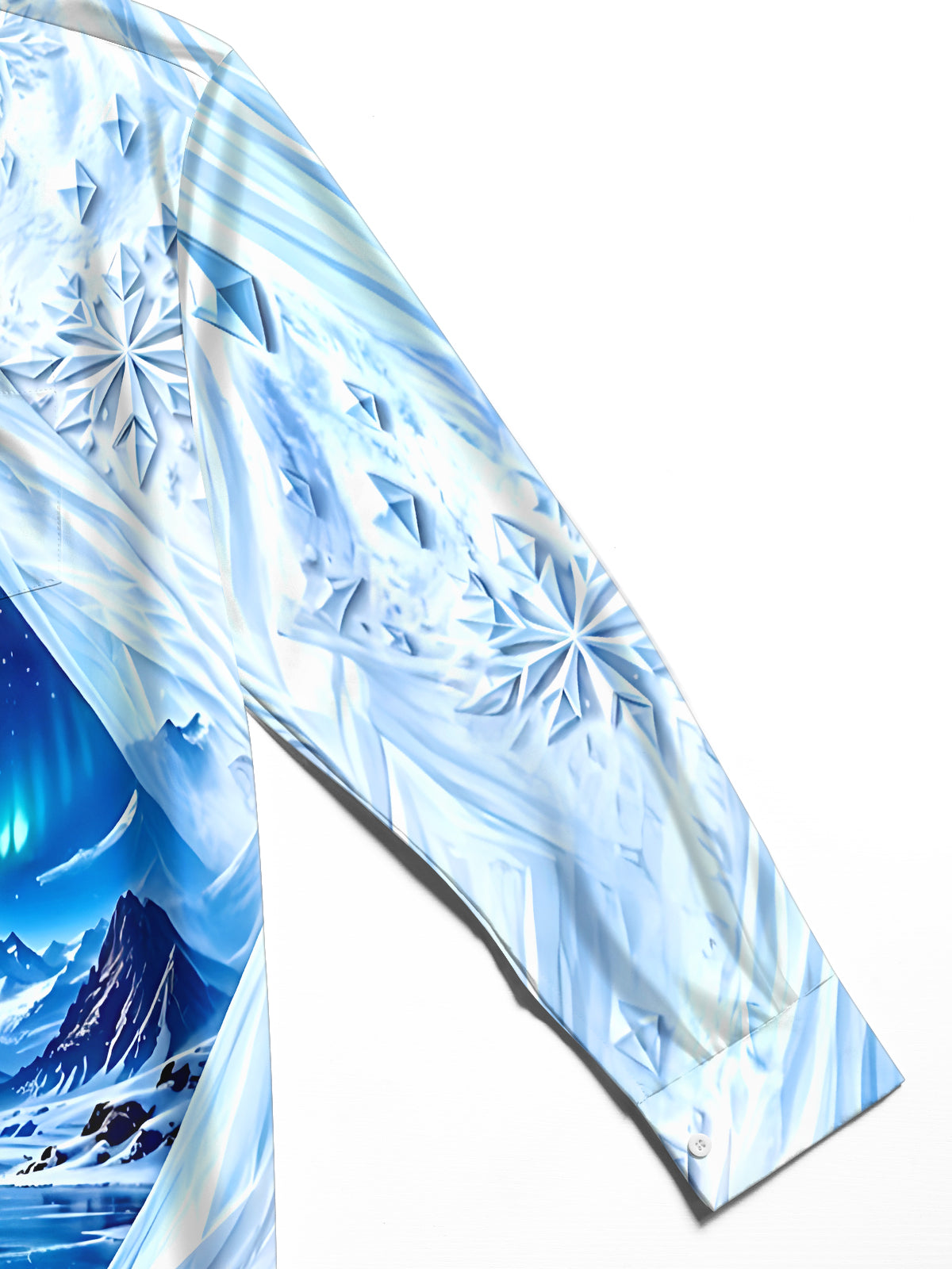 Oceanlyte Men's Winter Arctic Cabin And Aurora Borealis Print Long Sleeve Shirt with Chest Pocket