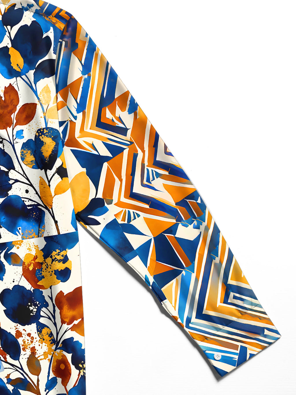 Oceanlyte Men's Printed Geometric Floral Collage Print Long Sleeve Shirt with Chest Pocket