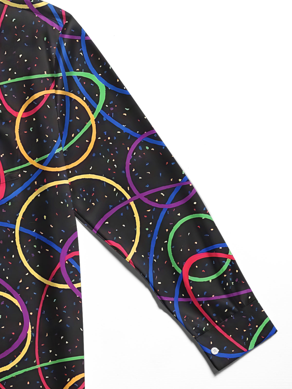 Oceanlyte Men's Printed Colorful Geometric Circles Print Long Sleeve Shirt with Chest Pocket