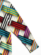 Oceanlyte Men's Printed Colorful Geometric Stripes Print Long Sleeve Shirt with Chest Pocket