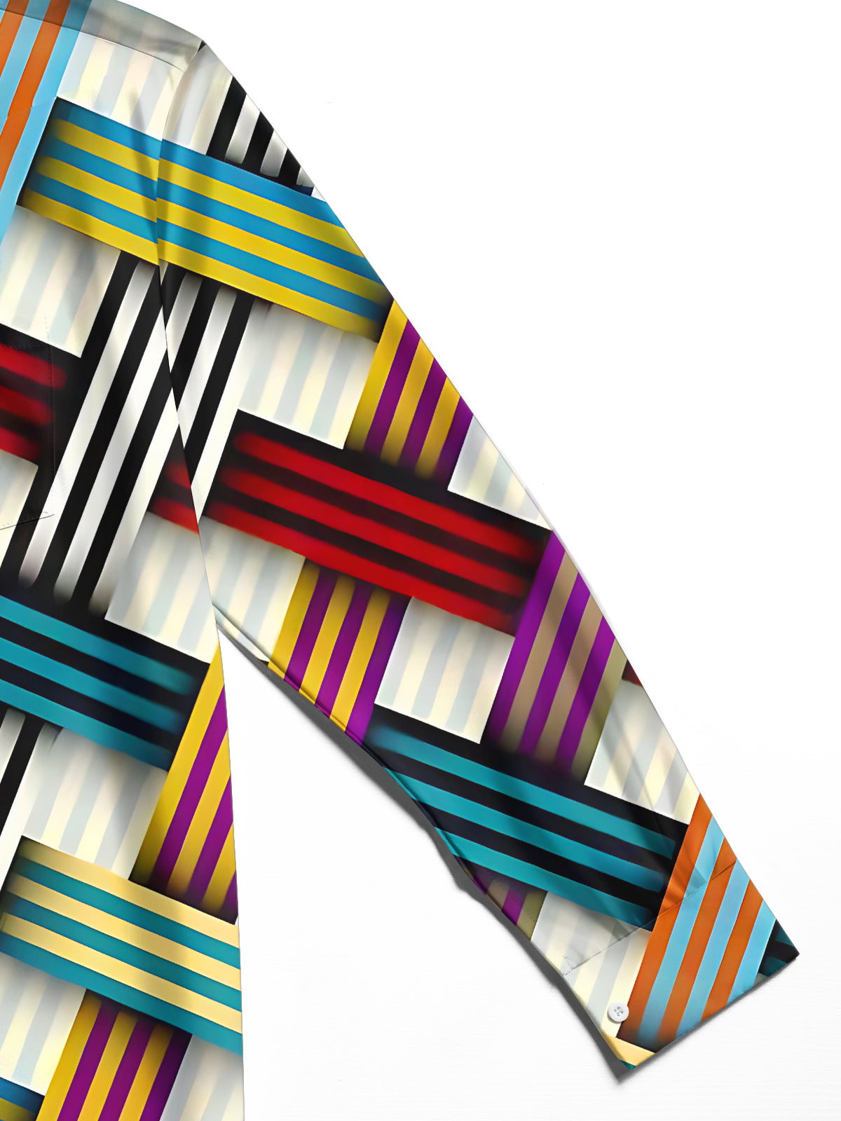 Oceanlyte Men's Printed Colorful Geometric Stripes Print Long Sleeve Shirt with Chest Pocket