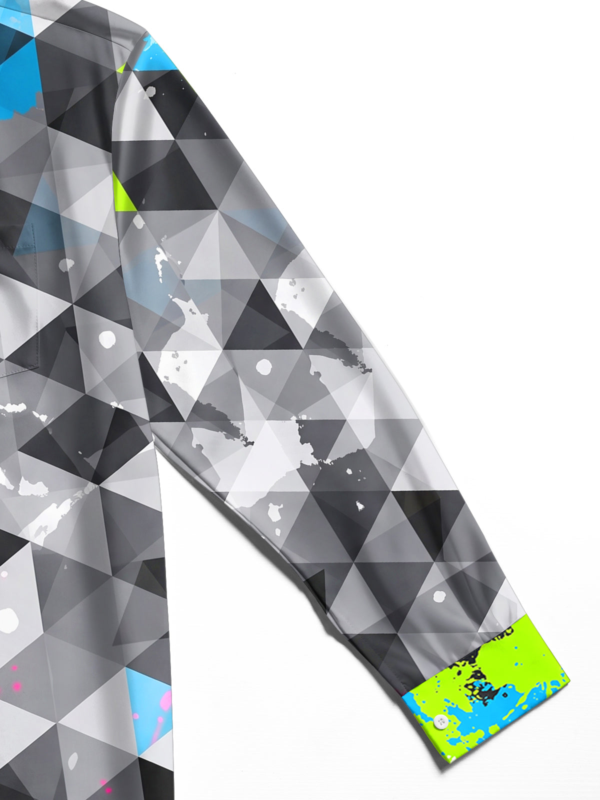 Oceanlyte Men's Printed Geometric Triangle Pattern Long Sleeve Shirt with Chest Pocket